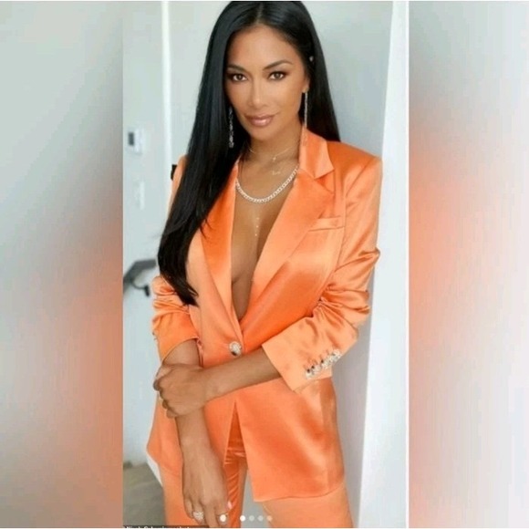 Veronica Beard Erie Satin Blazer in Orange Women's 2 Luxury - Picture 3 of 9